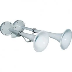 Wolo Manufacturing Wolo® Two Trumpet Stainless Steel Marine Horn Power Coated White Finish 12-Volt - 1125