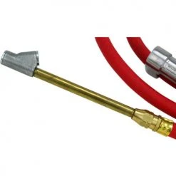 Milton Dual Head Straight Chuck Inflator Gauge, 10 to 160 PSI, 5' Hose - 501 -Globalindustrial Car Shop 501 dlhdstrghtftchck closeup