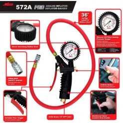 Milton® Pro Analog Pistol Grip Inflator Gauge W/ Kwik Grip Safety Chuck, 230 PSI, 36" Hose 14 Milton® Pro Analog Pistol Grip Inflator Gauge W/ Kwik Grip Safety Chuck, 230 PSI, 36" Hose -Globalindustrial Car Shop 572A prdctwalkaround