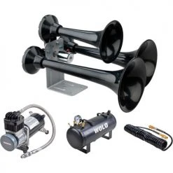 Wolo Manufacturing Wolo® Train Horn Three Black Abs Trumpet And 12-Volt Solenoid, 2.5 Gallon Tank - 847-858
