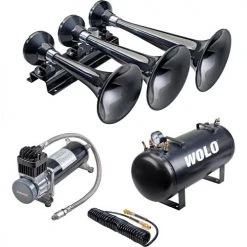 Wolo Manufacturing Wolo® Three Trumpet Train Horn Black Abs, 12-Volt Solenoid, 5 Gallon Tank - 855-860