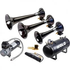 Wolo Manufacturing Wolo® Train Horn Three Trumpet Abs Black Plastic With Heavy-Duty On-Board Air System - 875-860