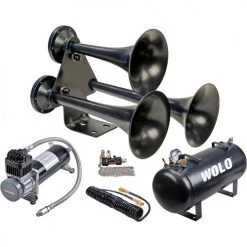 Wolo Manufacturing Wolo® Three Trumpet Train Horn Paint Black With Heavy-Duty On-Board Air System - 889-860