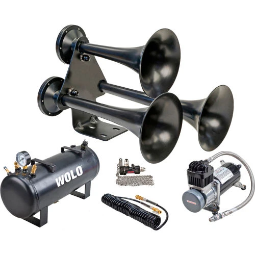 Wolo Manufacturing Wolo® Three Trumpet Train Horn Paint Black With On-Board Air System - 889-858 2 Wolo Manufacturing Wolo® Three Trumpet Train Horn Paint Black With On-Board Air System - 889-858 - Image 2